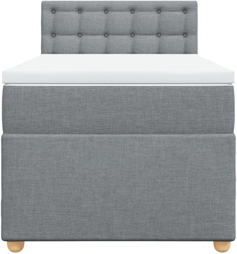 vidaXL Κρεβάτι Boxspring με Στρώμα Ανοιχτό Γκρι 90x200 εκ. Υφασμάτινο