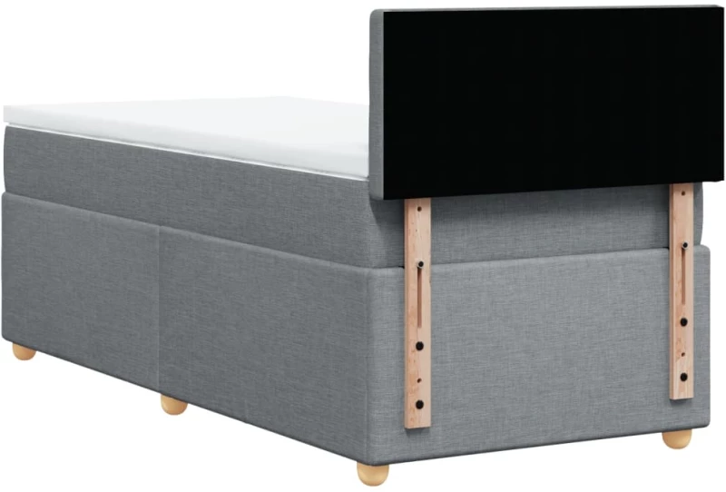 vidaXL Κρεβάτι Boxspring με Στρώμα Ανοιχτό Γκρι 90x200 εκ. Υφασμάτινο