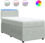 vidaXL Κρεβάτι Boxspring με Στρώμα Ανοιχτό Γκρι 90x190 εκ. Βελούδινο