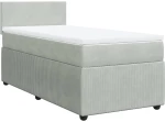 vidaXL Κρεβάτι Boxspring με Στρώμα Ανοιχτό Γκρι 90x190 εκ. Βελούδινο