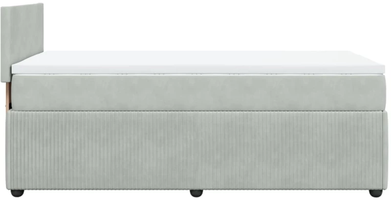 vidaXL Κρεβάτι Boxspring με Στρώμα Ανοιχτό Γκρι 90x190 εκ. Βελούδινο