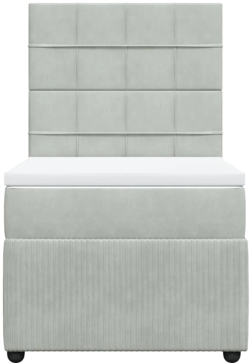 vidaXL Κρεβάτι Boxspring με Στρώμα Ανοιχτό Γκρι 100x200 εκ. Βελούδινο