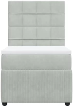 vidaXL Κρεβάτι Boxspring με Στρώμα Ανοιχτό Γκρι 100x200 εκ. Βελούδινο