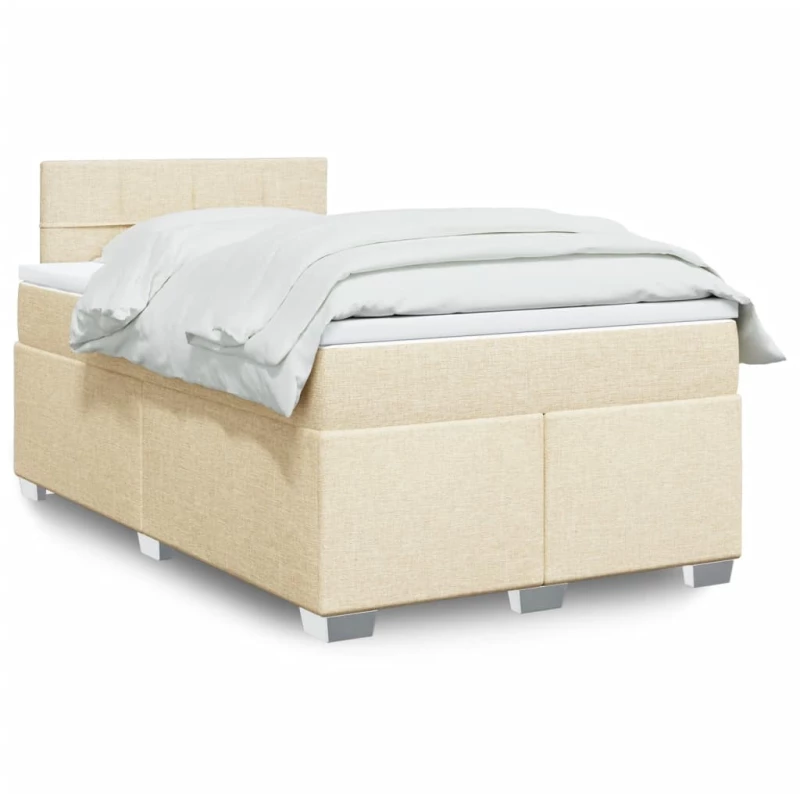 vidaXL Κρεβάτι Boxspring με Στρώμα Κρεμ 120x190 εκ. Υφασμάτινο
