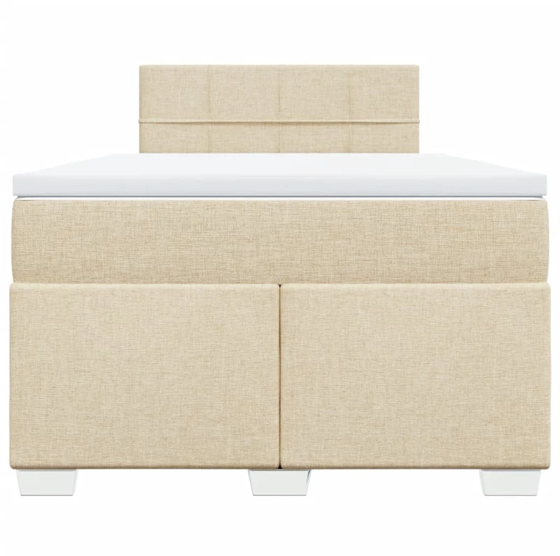 vidaXL Κρεβάτι Boxspring με Στρώμα Κρεμ 120x190 εκ. Υφασμάτινο