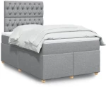 vidaXL Κρεβάτι Boxspring με Στρώμα Ανοιχτό Γκρι 120x200 εκ. Υφασμάτινο