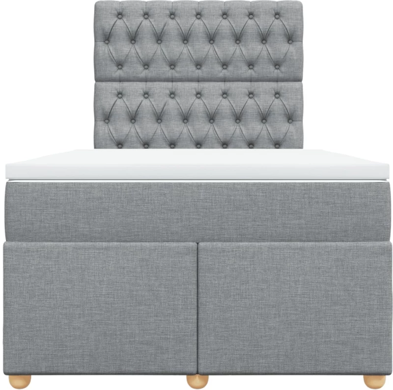 vidaXL Κρεβάτι Boxspring με Στρώμα Ανοιχτό Γκρι 120x200 εκ. Υφασμάτινο