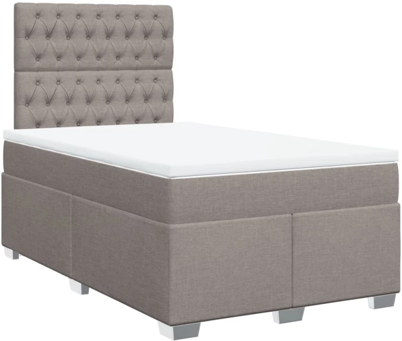 vidaXL Κρεβάτι Boxspring με Στρώμα Taupe 120x200 εκ. Υφασμάτινο