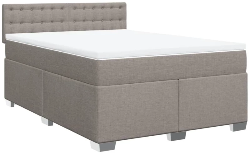 vidaXL Κρεβάτι Boxspring με Στρώμα Taupe 140x200 εκ. Υφασμάτινο
