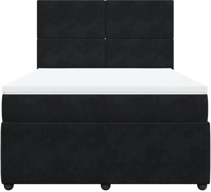vidaXL Κρεβάτι Boxspring με Στρώμα Μαύρο 160x200 εκ. Βελούδινο