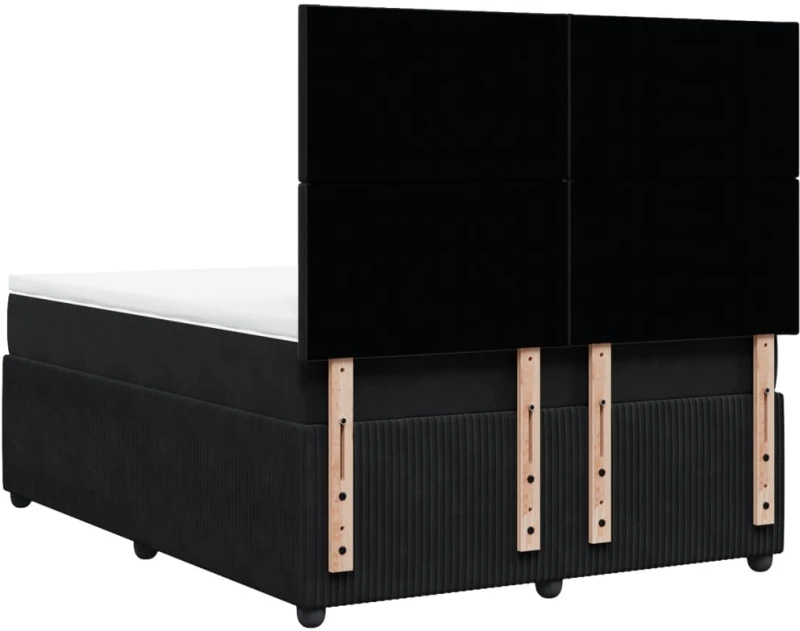 vidaXL Κρεβάτι Boxspring με Στρώμα Μαύρο 160x200 εκ. Βελούδινο