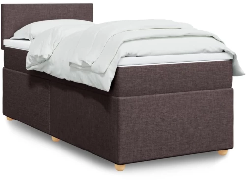 vidaXL Κρεβάτι Boxspring με Στρώμα Σκούρο Καφέ 90x190 εκ. Υφασμάτινο