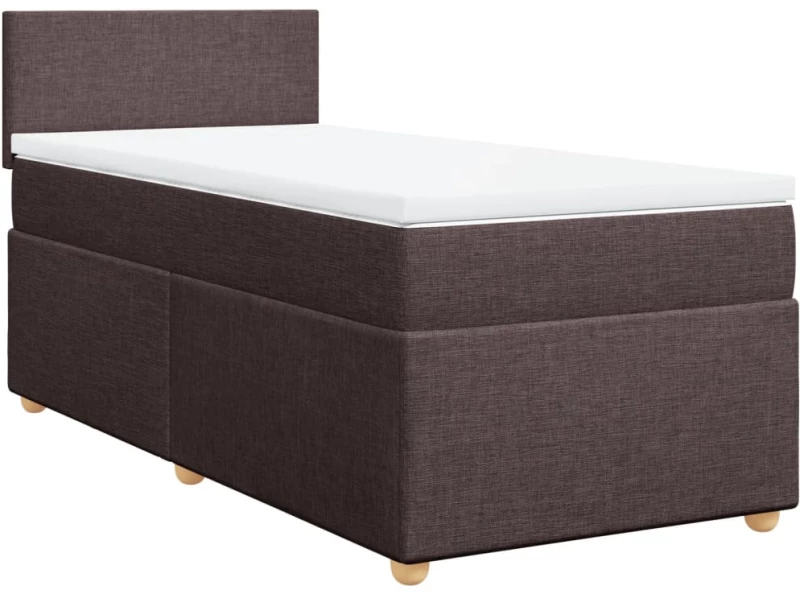 vidaXL Κρεβάτι Boxspring με Στρώμα Σκούρο Καφέ 90x190 εκ. Υφασμάτινο
