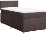 vidaXL Κρεβάτι Boxspring με Στρώμα Σκούρο Καφέ 90x190 εκ. Υφασμάτινο