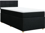 vidaXL Κρεβάτι Boxspring με Στρώμα Μαύρο 90x200 εκ. Υφασμάτινο