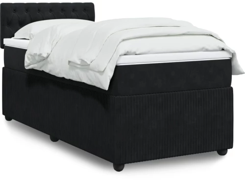 vidaXL Κρεβάτι Boxspring με Στρώμα Μαύρο 100x200 εκ. Βελούδινο