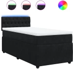 vidaXL Κρεβάτι Boxspring με Στρώμα Μαύρο 100x200 εκ. Βελούδινο