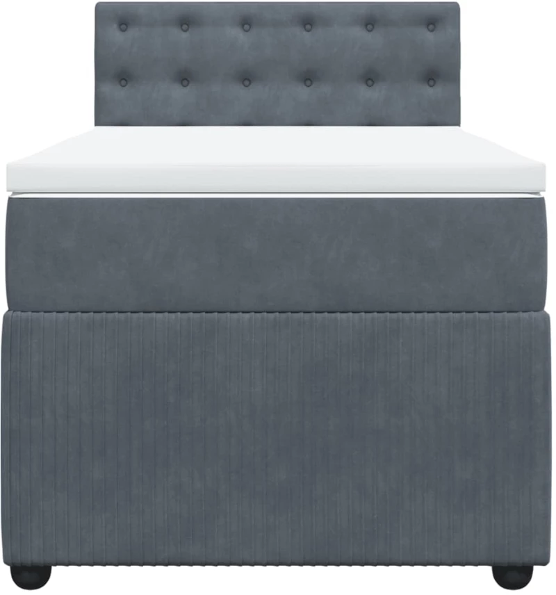 vidaXL Κρεβάτι Boxspring με Στρώμα Σκούρο Γκρι 90x200 εκ. Βελούδινο
