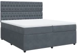 vidaXL Κρεβάτι Boxspring με Στρώμα Σκούρο Γκρι 200x200 εκ. Βελούδινο