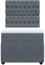 vidaXL Κρεβάτι Boxspring με Στρώμα Σκούρο Γκρι 90x200 εκ. Βελούδινο