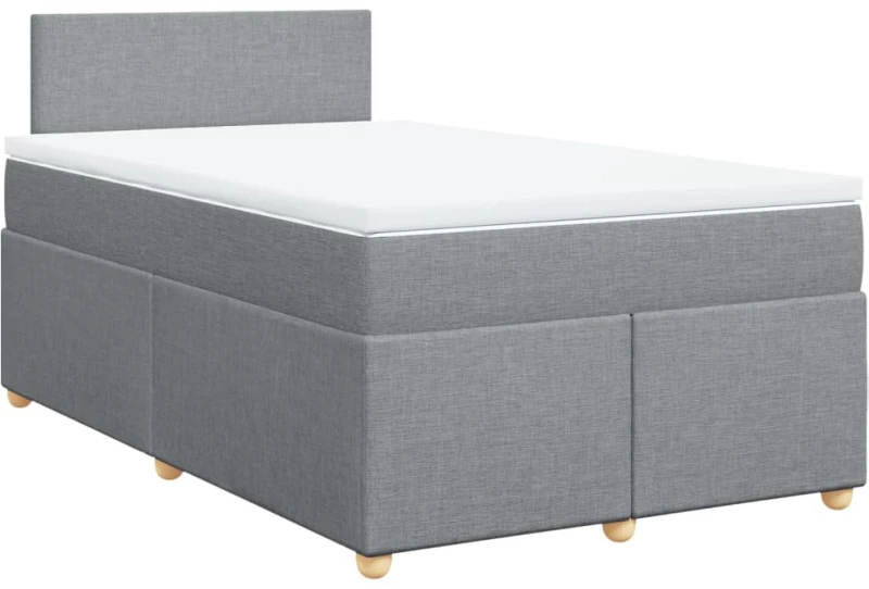 vidaXL Κρεβάτι Boxspring με Στρώμα Ανοιχτό Γκρι 120x200 εκ. Υφασμάτινο