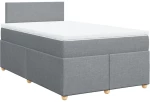 vidaXL Κρεβάτι Boxspring με Στρώμα Ανοιχτό Γκρι 120x200 εκ. Υφασμάτινο