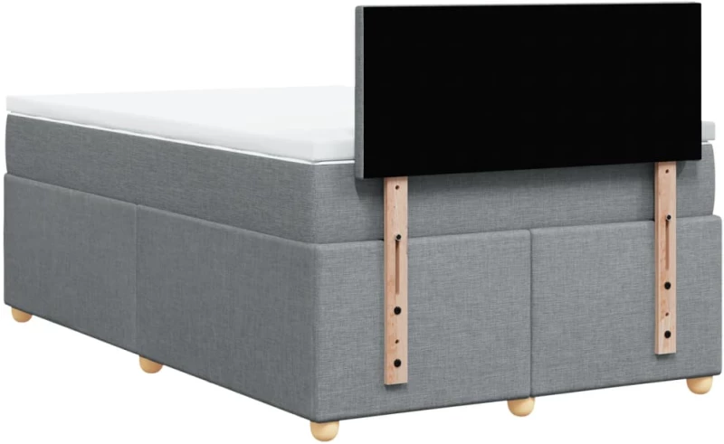 vidaXL Κρεβάτι Boxspring με Στρώμα Ανοιχτό Γκρι 120x200 εκ. Υφασμάτινο