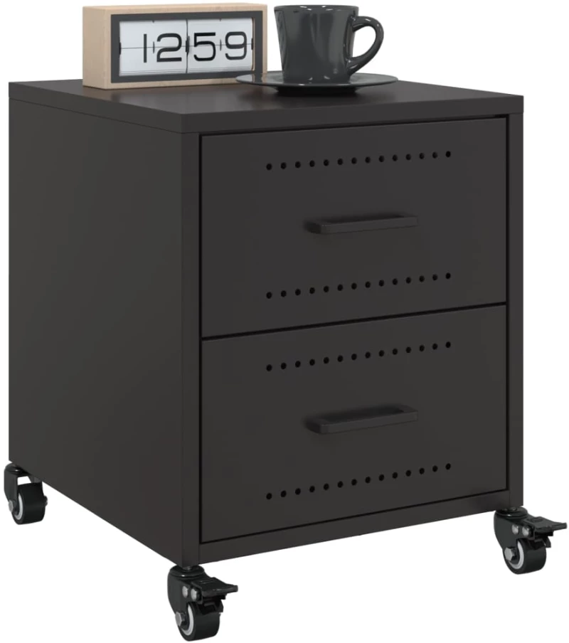 vidaXL Κομοδίνα 2 τεμ. Μαύρο 36x39x43,5 εκ. από Χάλυβα