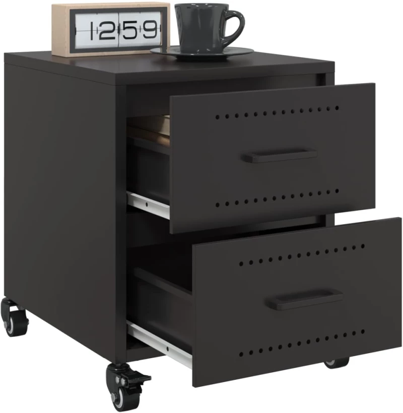 vidaXL Κομοδίνα 2 τεμ. Μαύρο 36x39x43,5 εκ. από Χάλυβα