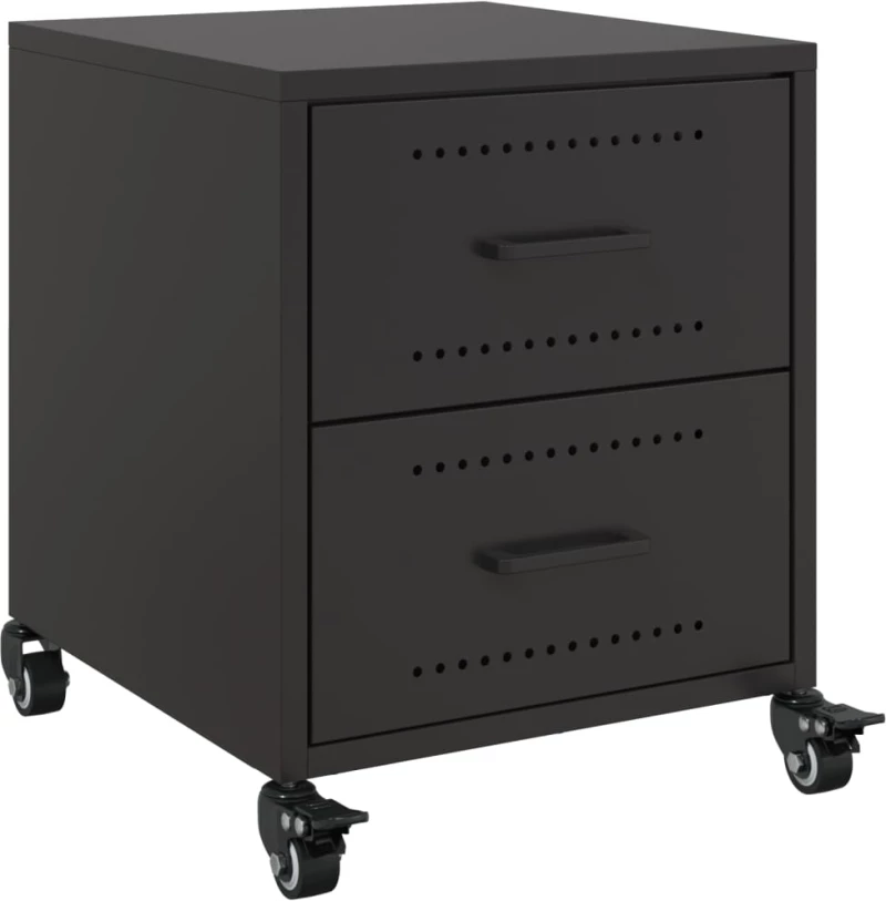 vidaXL Κομοδίνα 2 τεμ. Μαύρο 36x39x43,5 εκ. από Χάλυβα