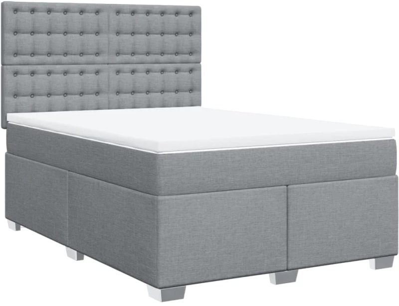 vidaXL Κρεβάτι Boxspring με Στρώμα Ανοιχτό Γκρι 140x200 εκ. Υφασμάτινο