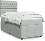 vidaXL Κρεβάτι Boxspring με Στρώμα Ανοιχτό Γκρι 80x200 εκ. Βελούδινο