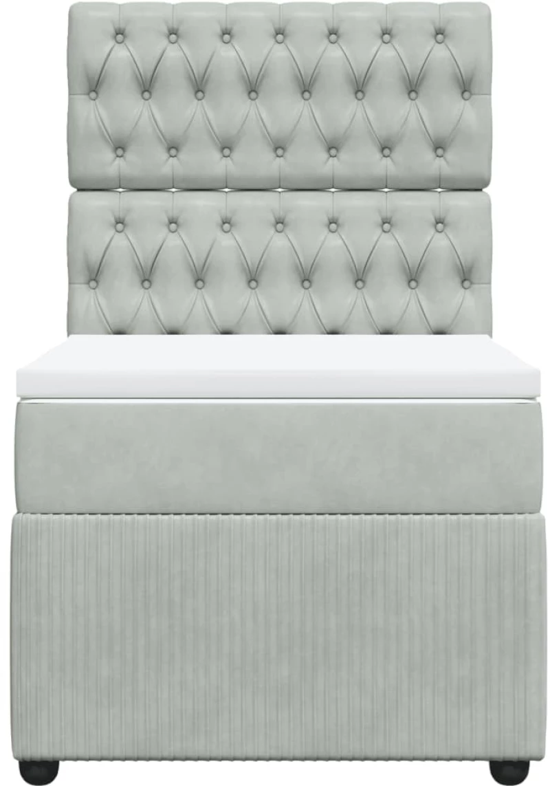 vidaXL Κρεβάτι Boxspring με Στρώμα Ανοιχτό Γκρι 80x200 εκ. Βελούδινο