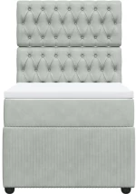 vidaXL Κρεβάτι Boxspring με Στρώμα Ανοιχτό Γκρι 80x200 εκ. Βελούδινο