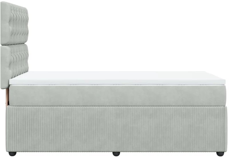 vidaXL Κρεβάτι Boxspring με Στρώμα Ανοιχτό Γκρι 80x200 εκ. Βελούδινο