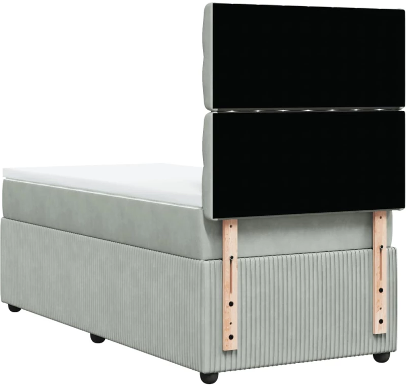 vidaXL Κρεβάτι Boxspring με Στρώμα Ανοιχτό Γκρι 80x200 εκ. Βελούδινο
