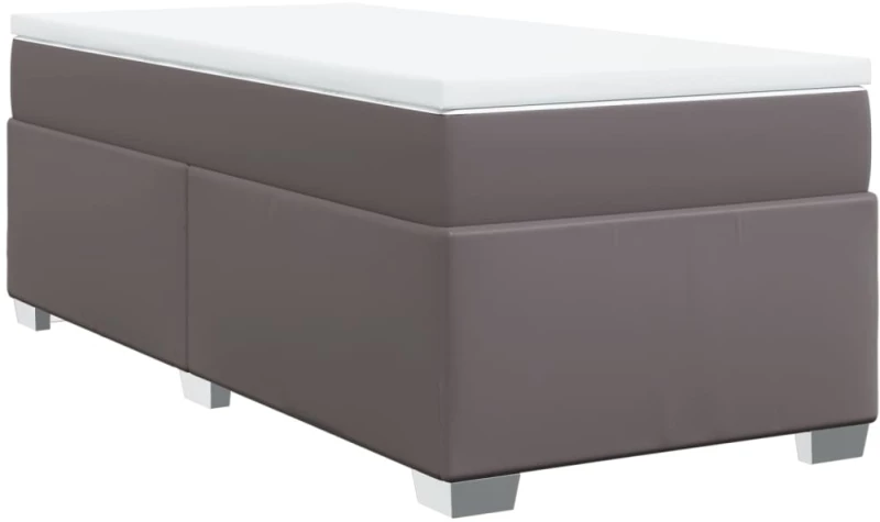 vidaXL Κρεβάτι Boxspring με Στρώμα Γκρι 100x200εκ. από Συνθετικό Δέρμα