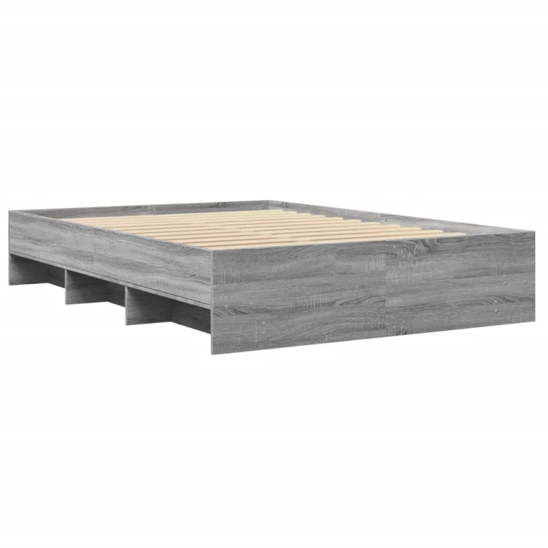vidaXL Πλαίσιο Κρεβατιού Γκρι Sonoma 135x190 εκ. Επεξεργασμένο Ξύλο