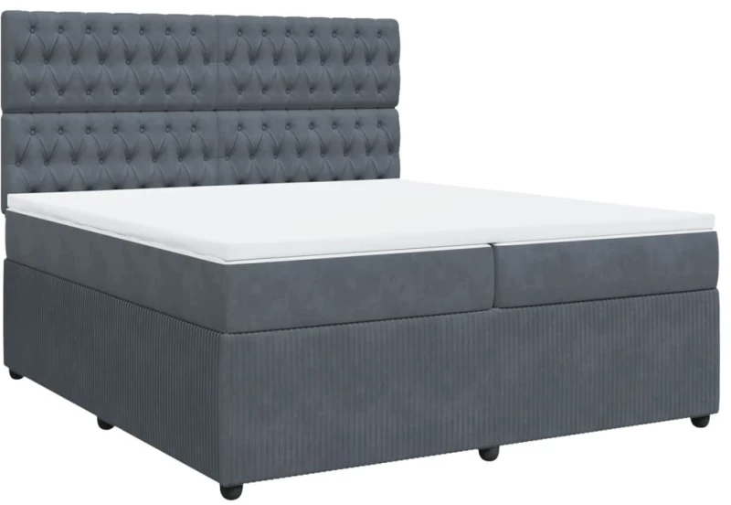 vidaXL Κρεβάτι Boxspring με Στρώμα Σκούρο Γκρι 200x200 εκ. Βελούδινο