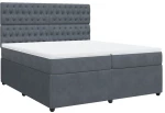 vidaXL Κρεβάτι Boxspring με Στρώμα Σκούρο Γκρι 200x200 εκ. Βελούδινο