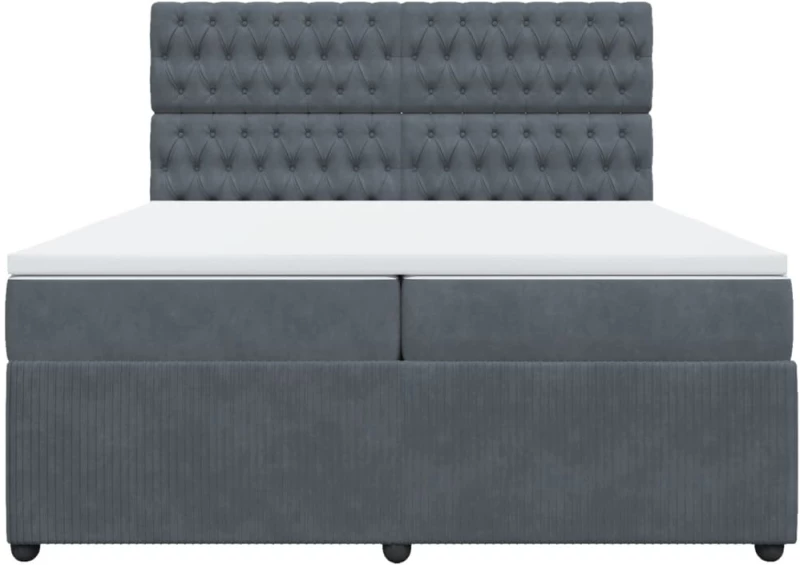 vidaXL Κρεβάτι Boxspring με Στρώμα Σκούρο Γκρι 200x200 εκ. Βελούδινο