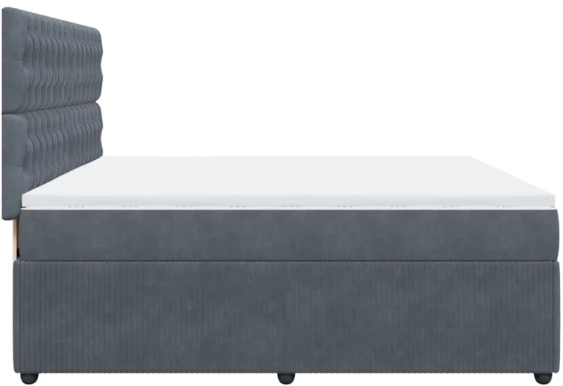 vidaXL Κρεβάτι Boxspring με Στρώμα Σκούρο Γκρι 200x200 εκ. Βελούδινο