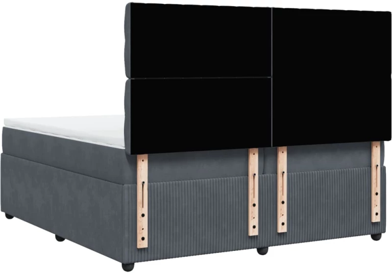 vidaXL Κρεβάτι Boxspring με Στρώμα Σκούρο Γκρι 200x200 εκ. Βελούδινο