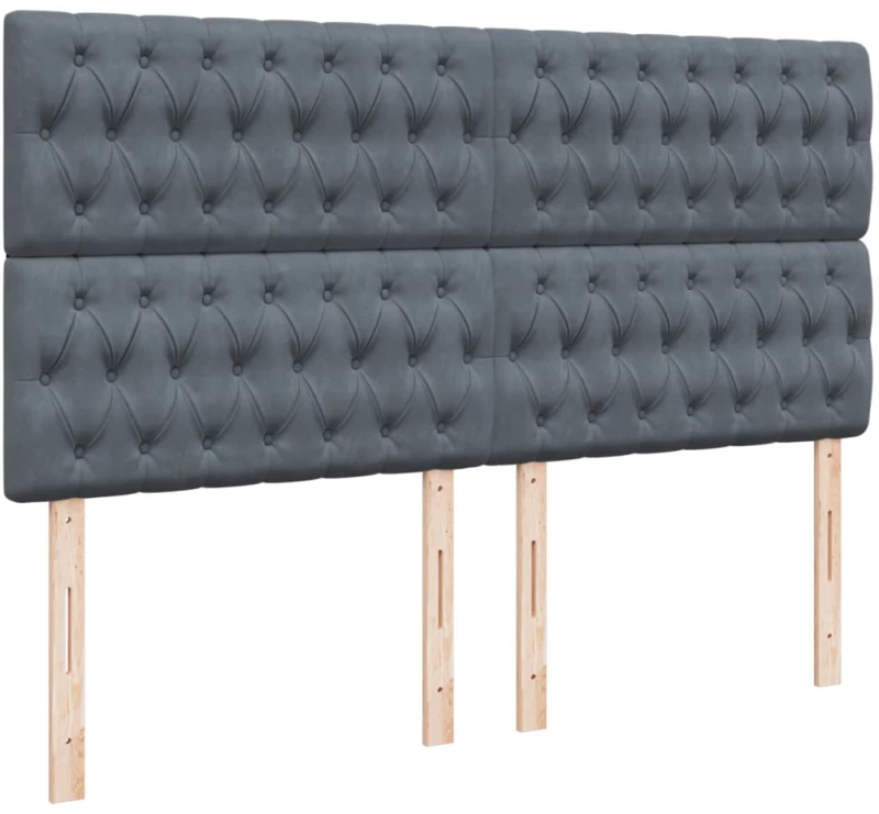 vidaXL Κρεβάτι Boxspring με Στρώμα Σκούρο Γκρι 200x200 εκ. Βελούδινο
