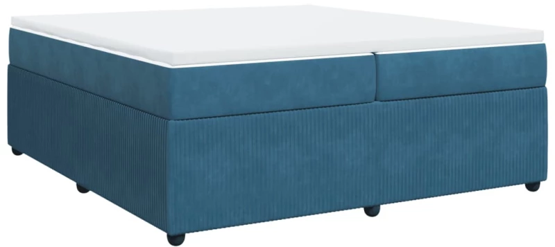 vidaXL Κρεβάτι Boxspring με Στρώμα Σκούρο Μπλε 200x200 εκ. Βελούδινο