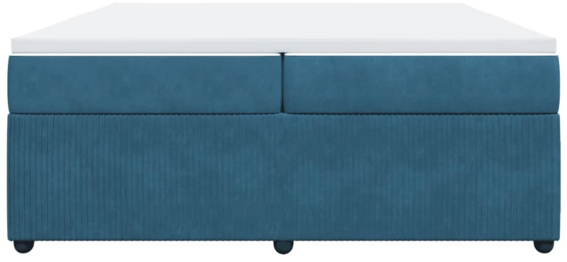 vidaXL Κρεβάτι Boxspring με Στρώμα Σκούρο Μπλε 200x200 εκ. Βελούδινο
