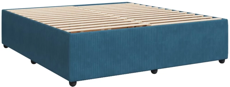 vidaXL Κρεβάτι Boxspring με Στρώμα Σκούρο Μπλε 200x200 εκ. Βελούδινο