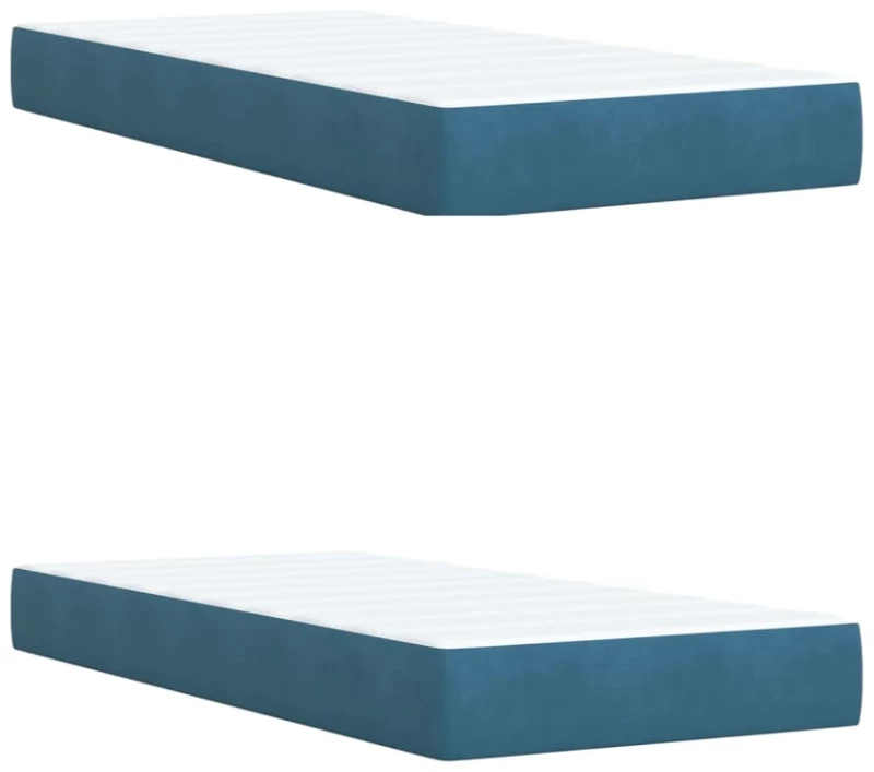 vidaXL Κρεβάτι Boxspring με Στρώμα Σκούρο Μπλε 200x200 εκ. Βελούδινο