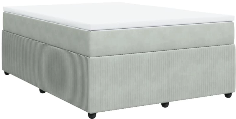 vidaXL Κρεβάτι Boxspring με Στρώμα Ανοιχτό Γκρι 160x200 εκ. Βελούδινο