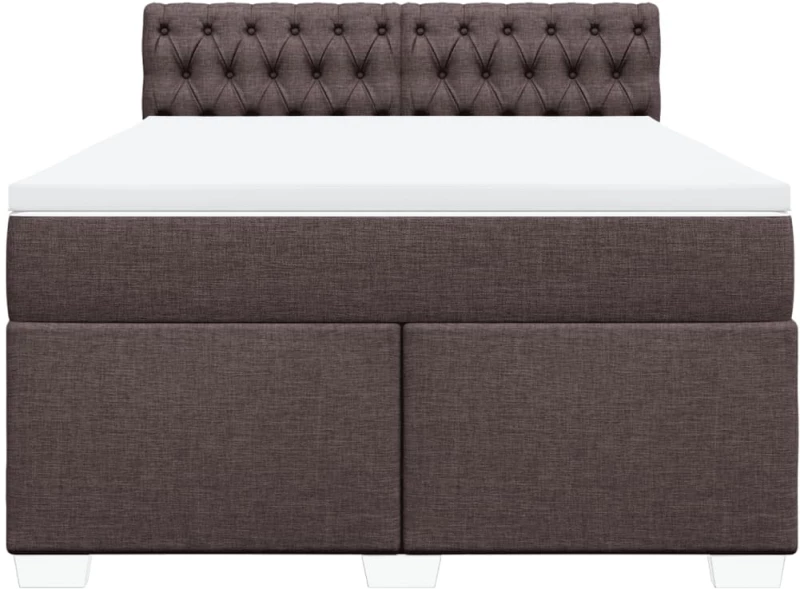 vidaXL Κρεβάτι Boxspring με Στρώμα Σκούρο Καφέ 140x200 εκ Υφασμάτινο